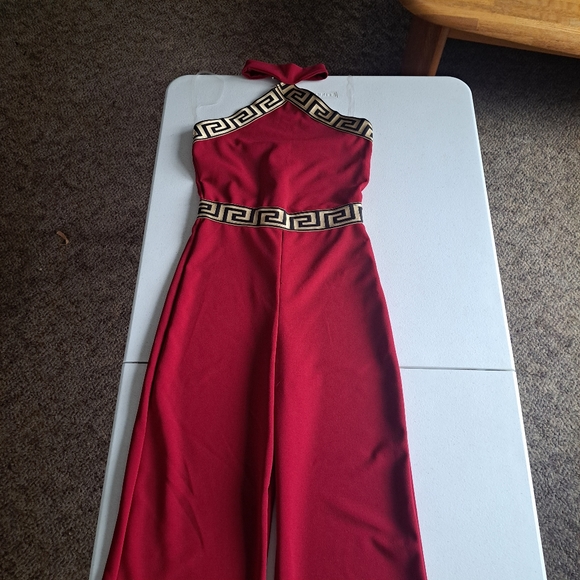 Burgundy Jumpsuit Versace print - Picture 6 of 7